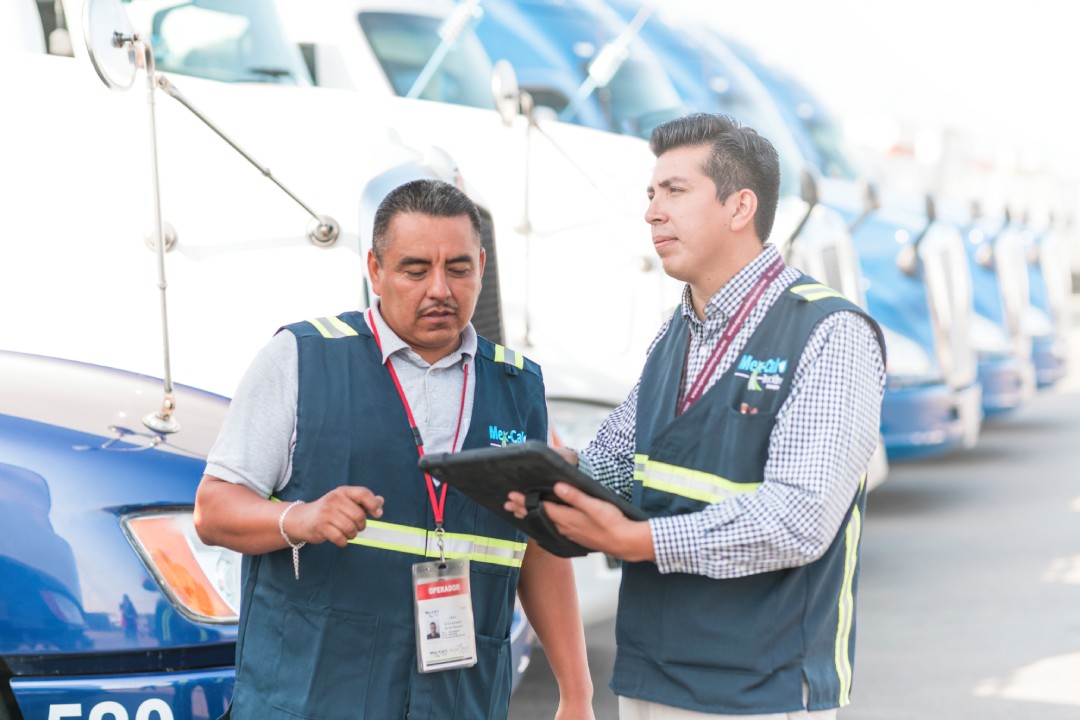 Truck drivers talking.