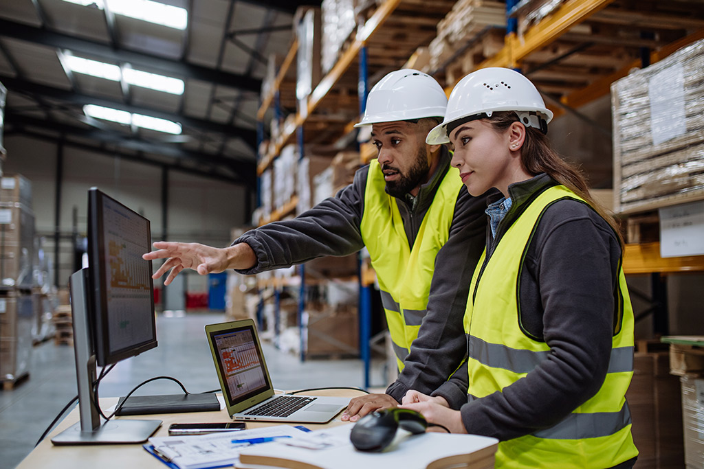 two logistics workers